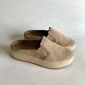 Vince Camuto VC Merinney Beige Suede Wedge Mules size 6.5